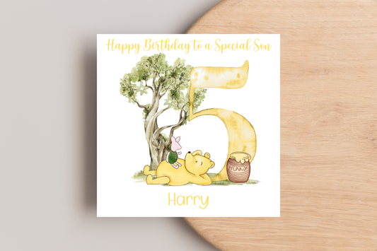 Personalised Winnie 5th Birthday Card