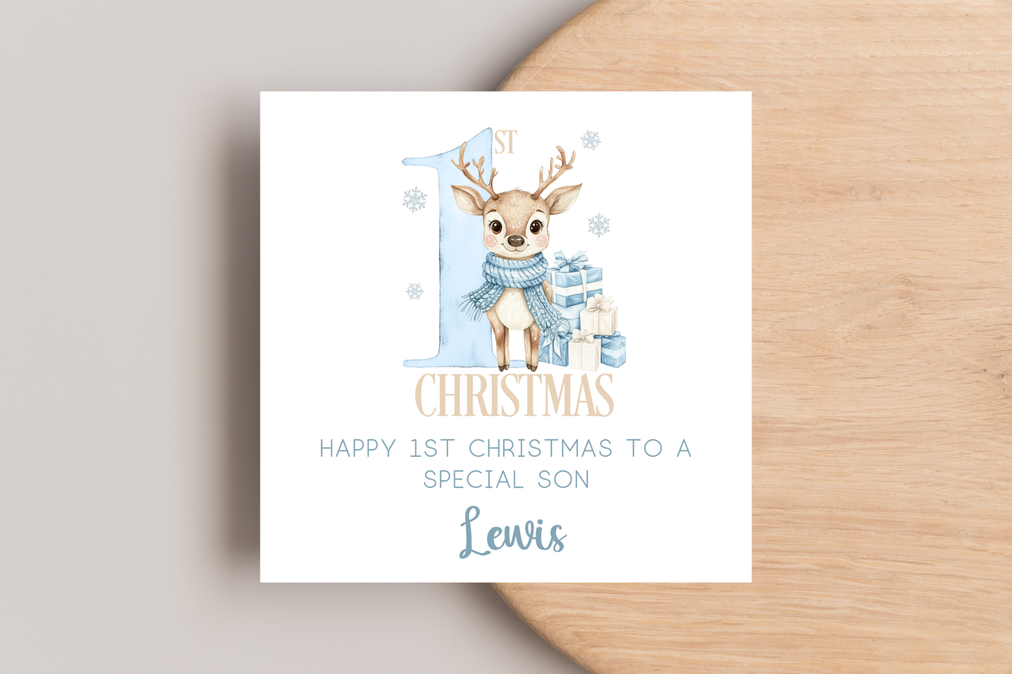 Personalised Reindeer 1st Christmas card