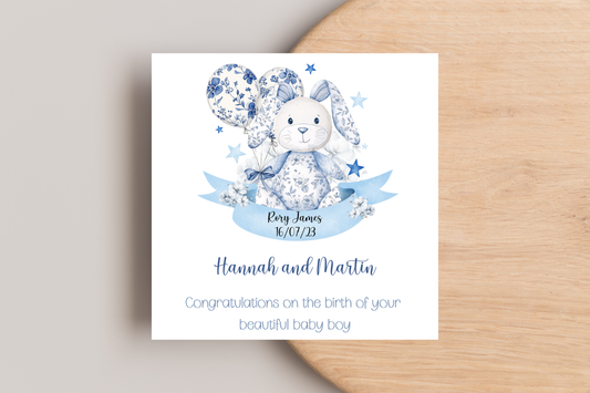 Personalised Congratulations on the birth of your Baby Boy Card