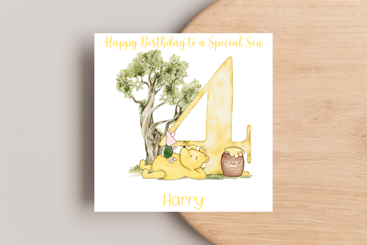 Personalised Winnie 4th Birthday Card