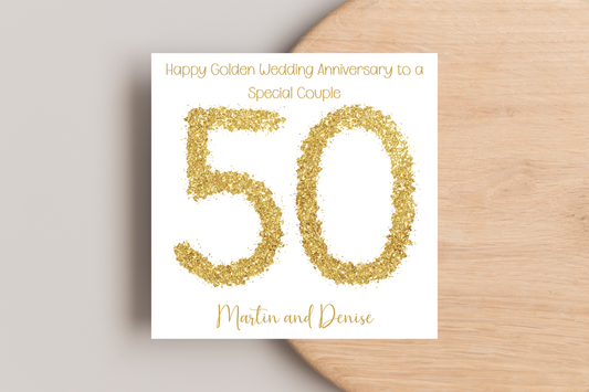 Personalised 50th Golden Wedding Anniversary Card