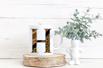 Personalised Initial Leopard Print Mug