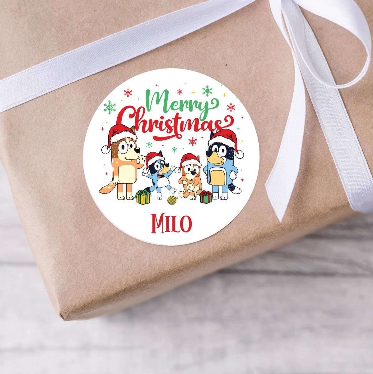 Personalised Bluey Christmas Present Labels