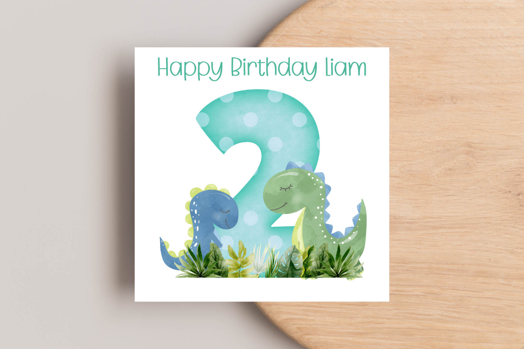 Personalised Dinosaur 2nd Birthday Card