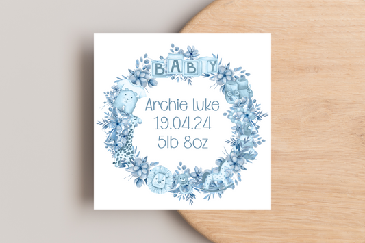 Personalised New Baby Wreath Card