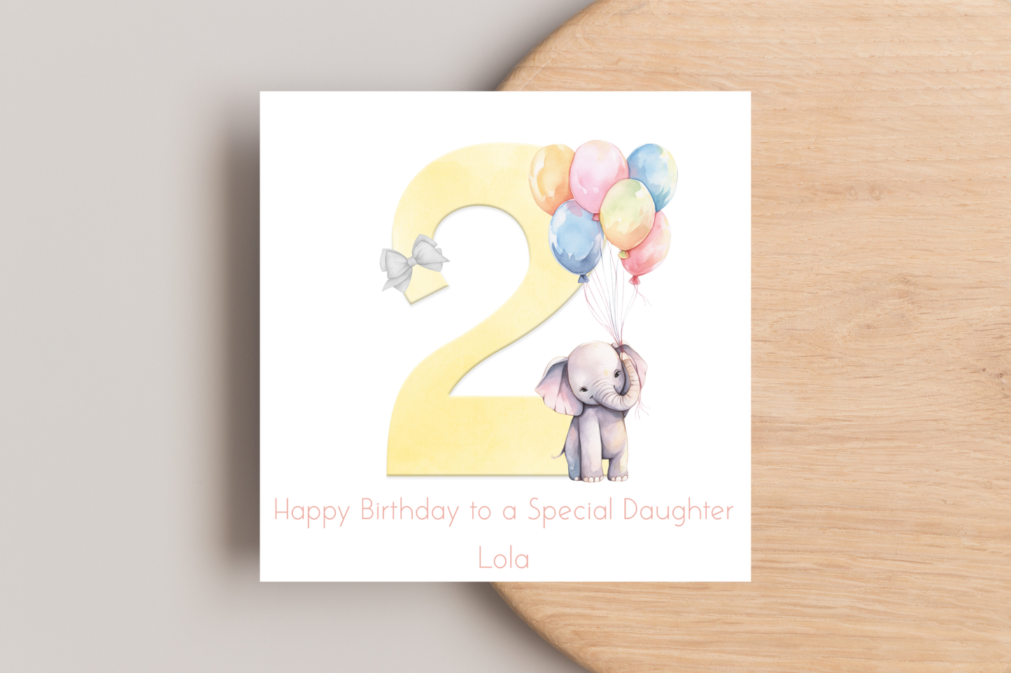 Personalised Yellow Elephant Birthday Card