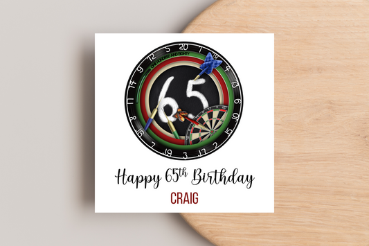 Personalised Darts 65th Birthday Card
