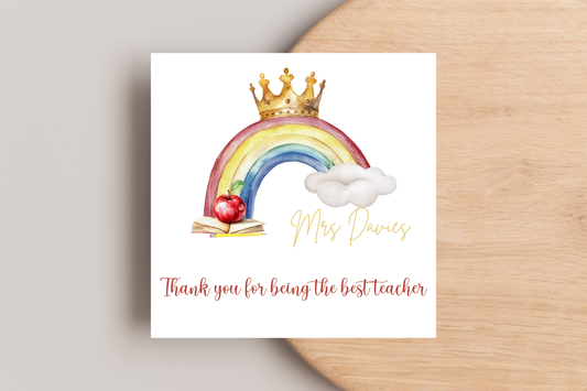 Personalised Thank you for being the best teacher End of Year Card