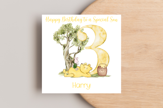 Personalised Winnie 3rd  Birthday Card