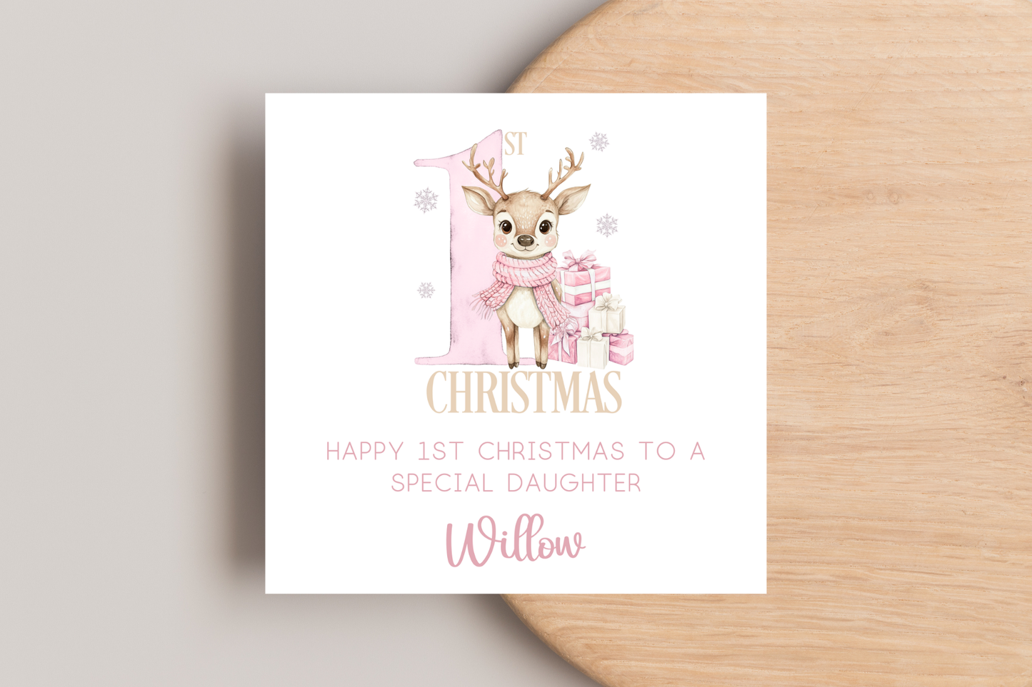 Personalised Reindeer 1st Christmas card