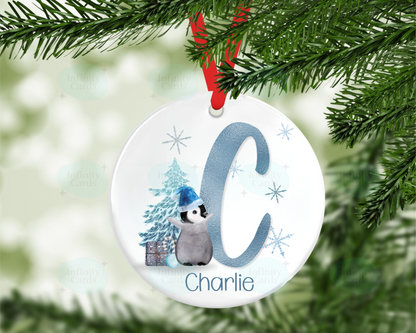Penguin Initial Christmas Tree Decoration