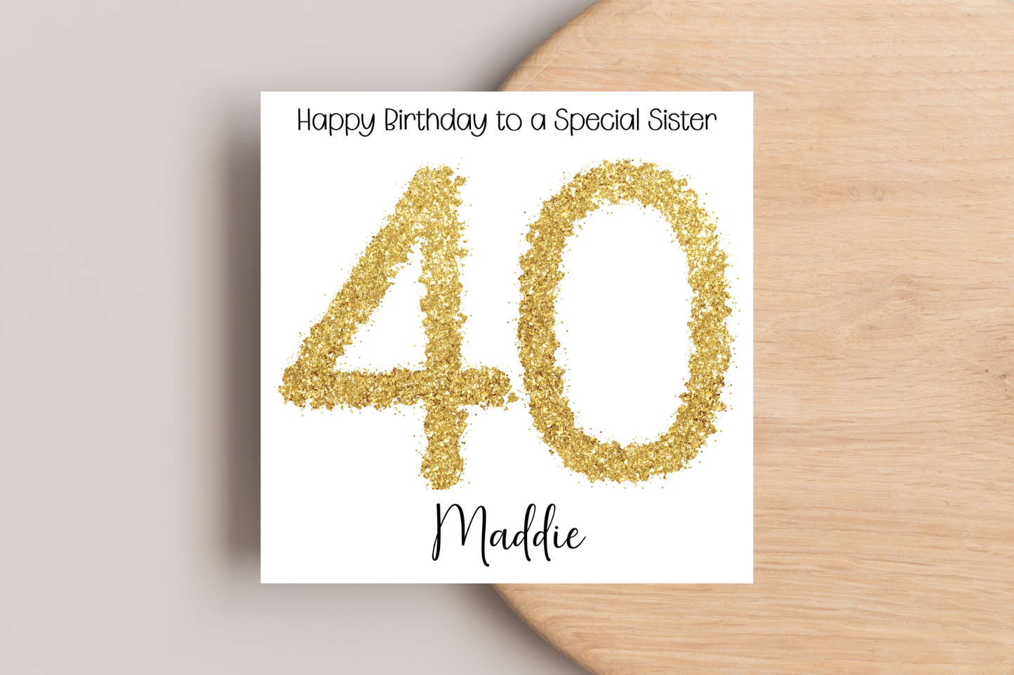 Personalised 40th Gold Birthday Card
