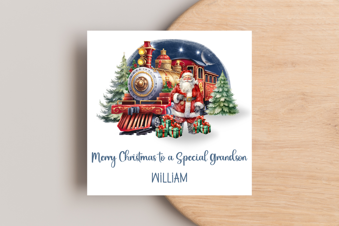 Personalised Santa Express Train Christmas Card