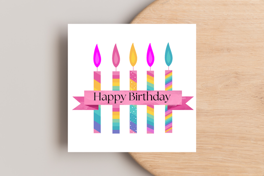 Colourful Candles Birthday Card