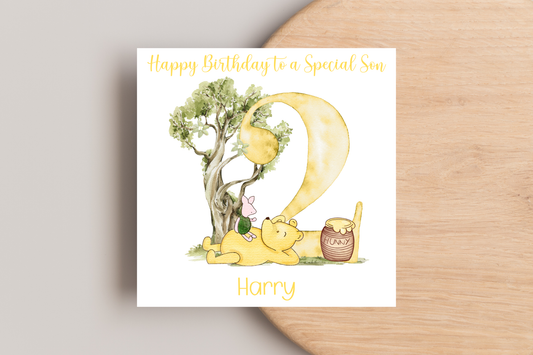 Personalised Winnie 2nd  Birthday Card