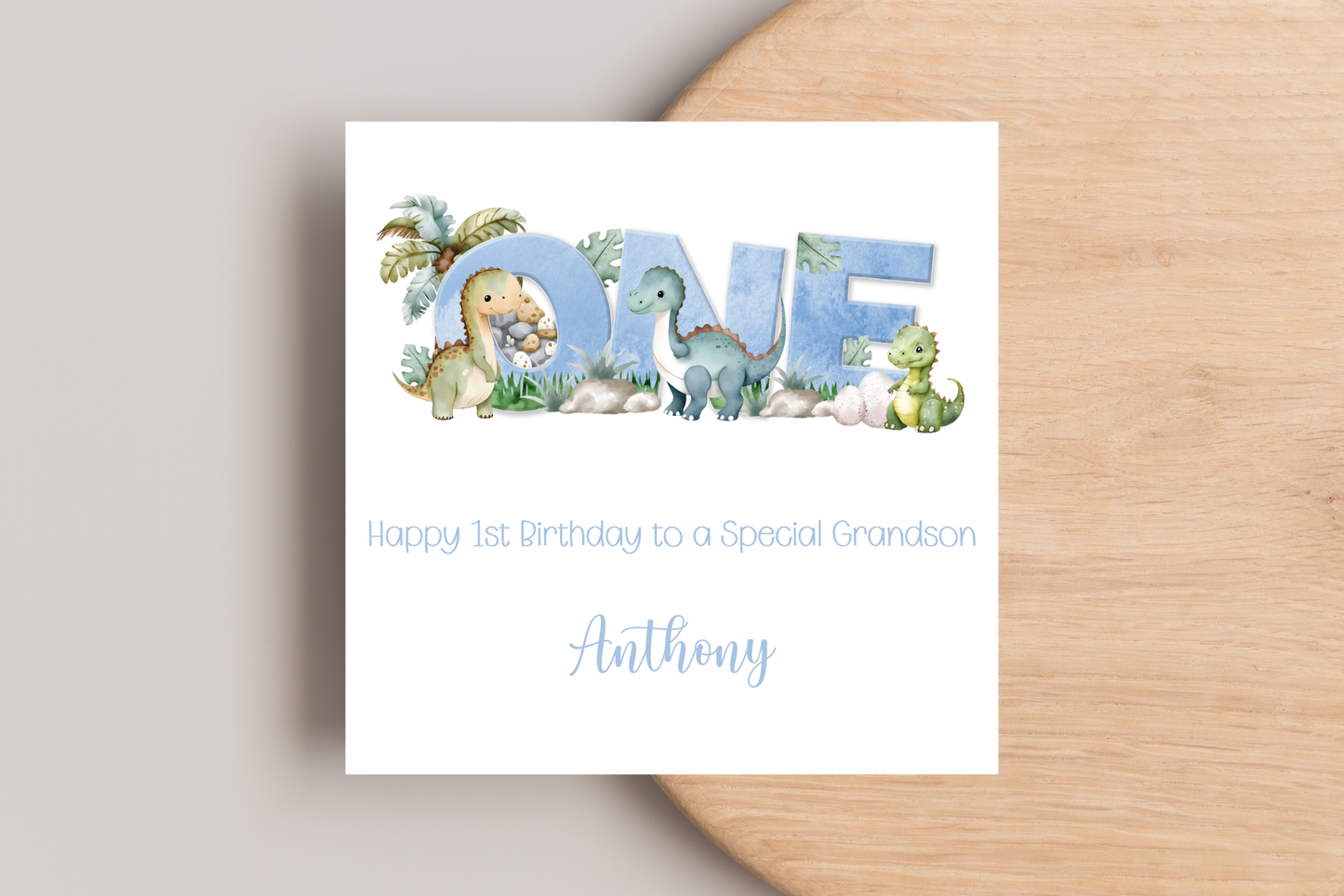 Personalised Dinosaur 1st Birthday ONE Card