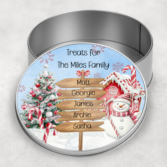 Personalised Family Christmas Treat Tin