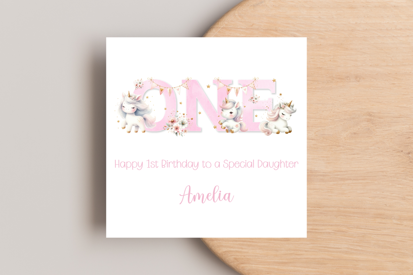 Personalised Unicorn 1st Birthday Card
