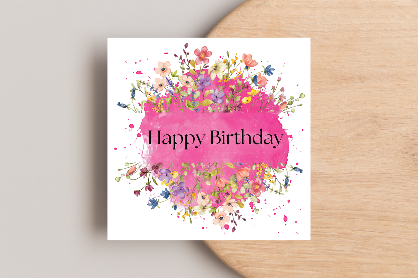 Pink Floral Birthday Card