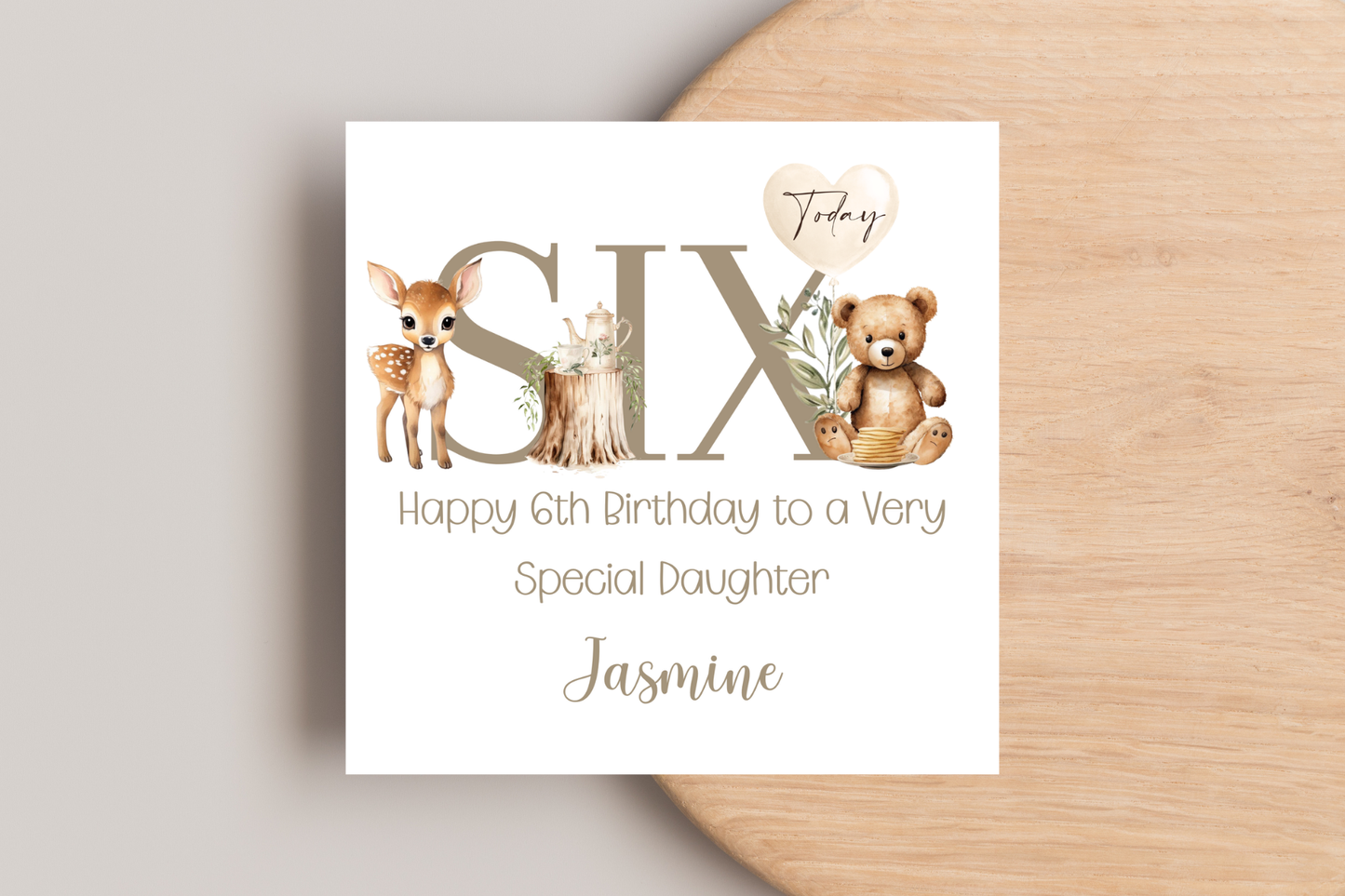 Personalised Woodland Animals 6th Birthday Card