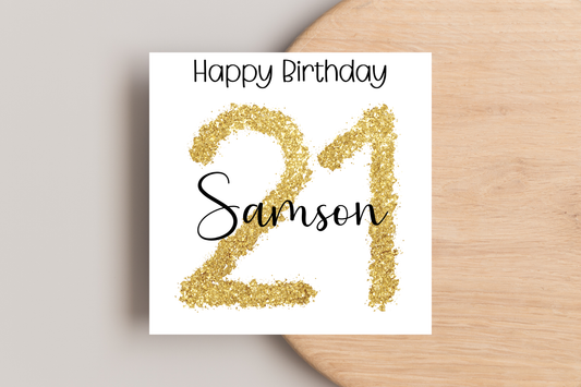 Personalised 21st Gold Birthday Card