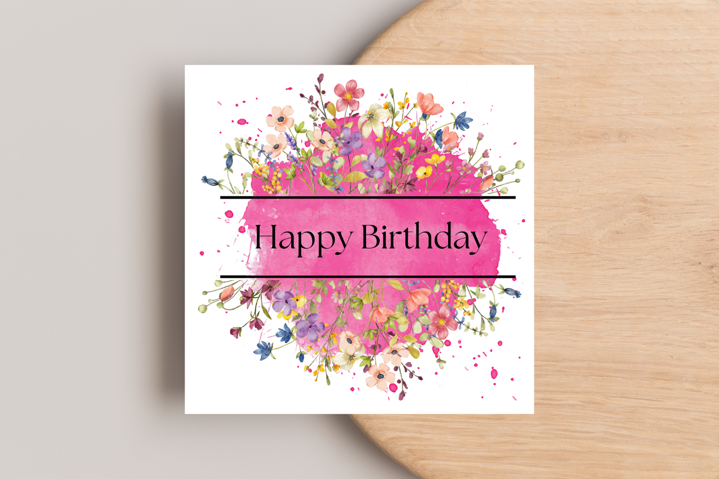 Pink Floral Birthday Card