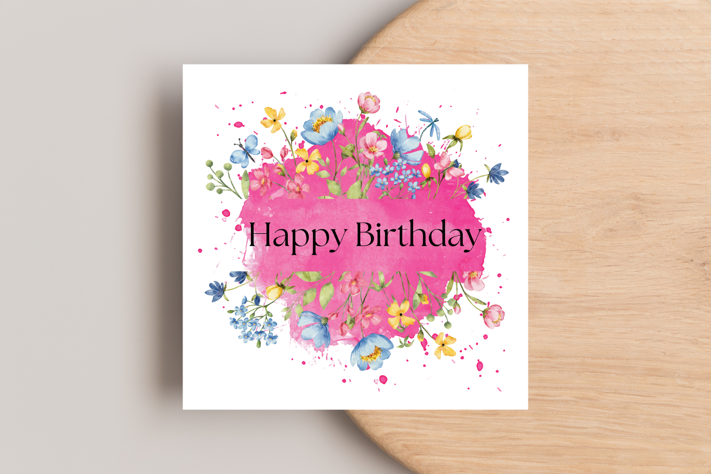 Pink Floral Birthday Card