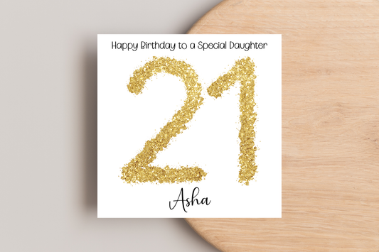 Personalised 21st Gold Birthday Card