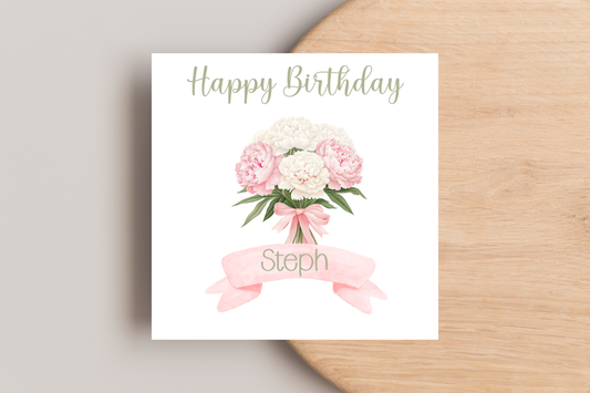 Personalised Bunch of Flowers Birthday Card