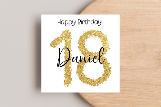Personalised 18th Gold Birthday Card