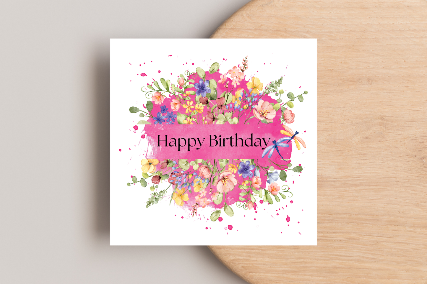 Pink Floral Birthday Card