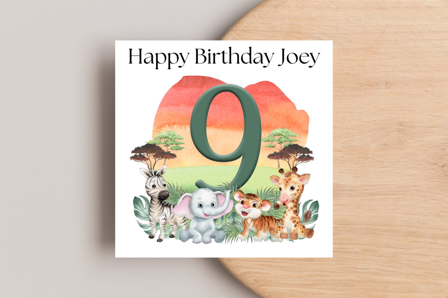 Personalised Jungle Number Birthday Card