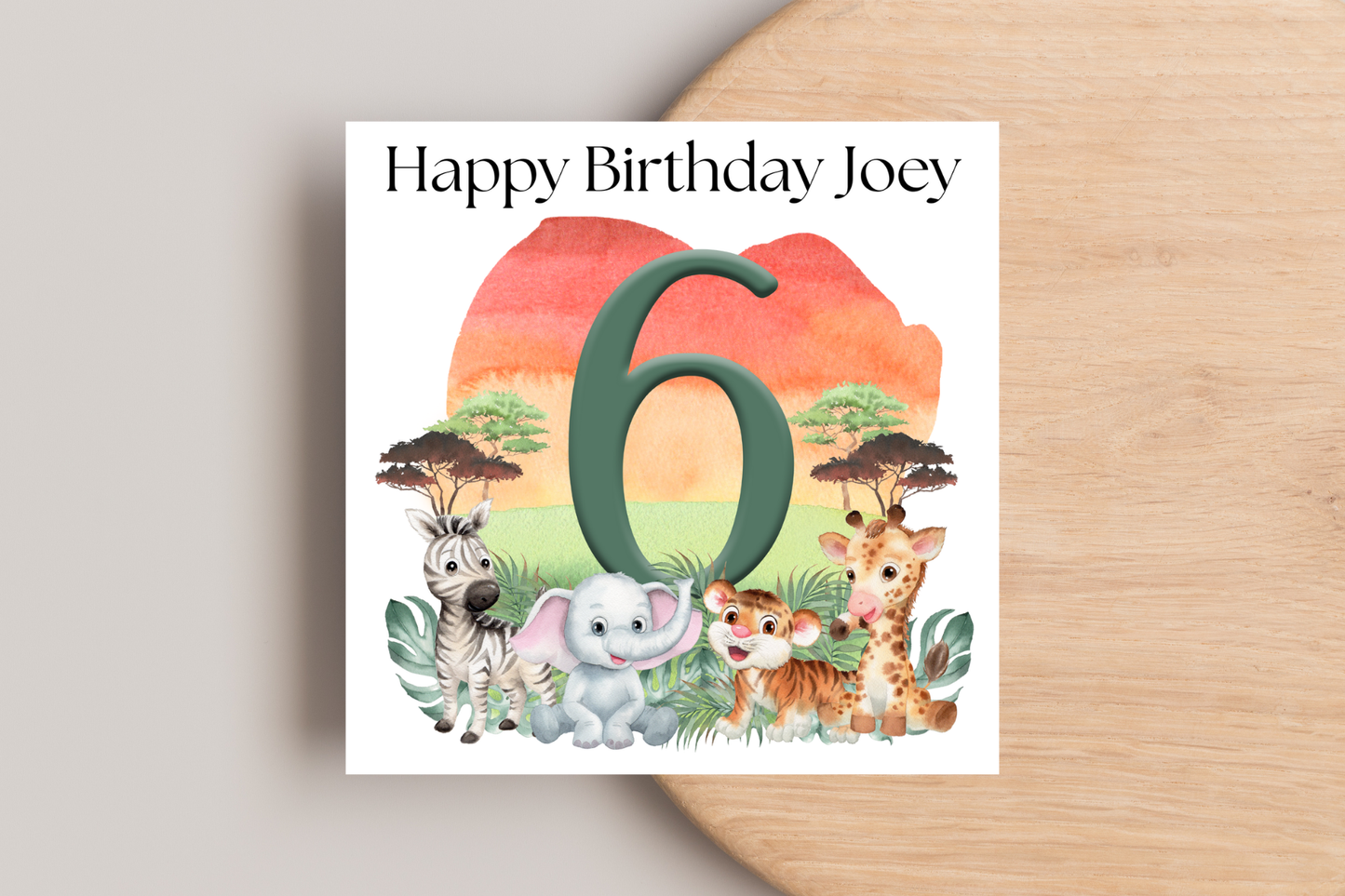Personalised Jungle Number Birthday Card