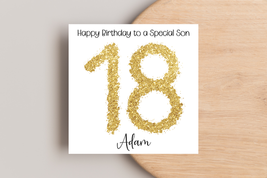 Personalised 18th Gold Birthday Card