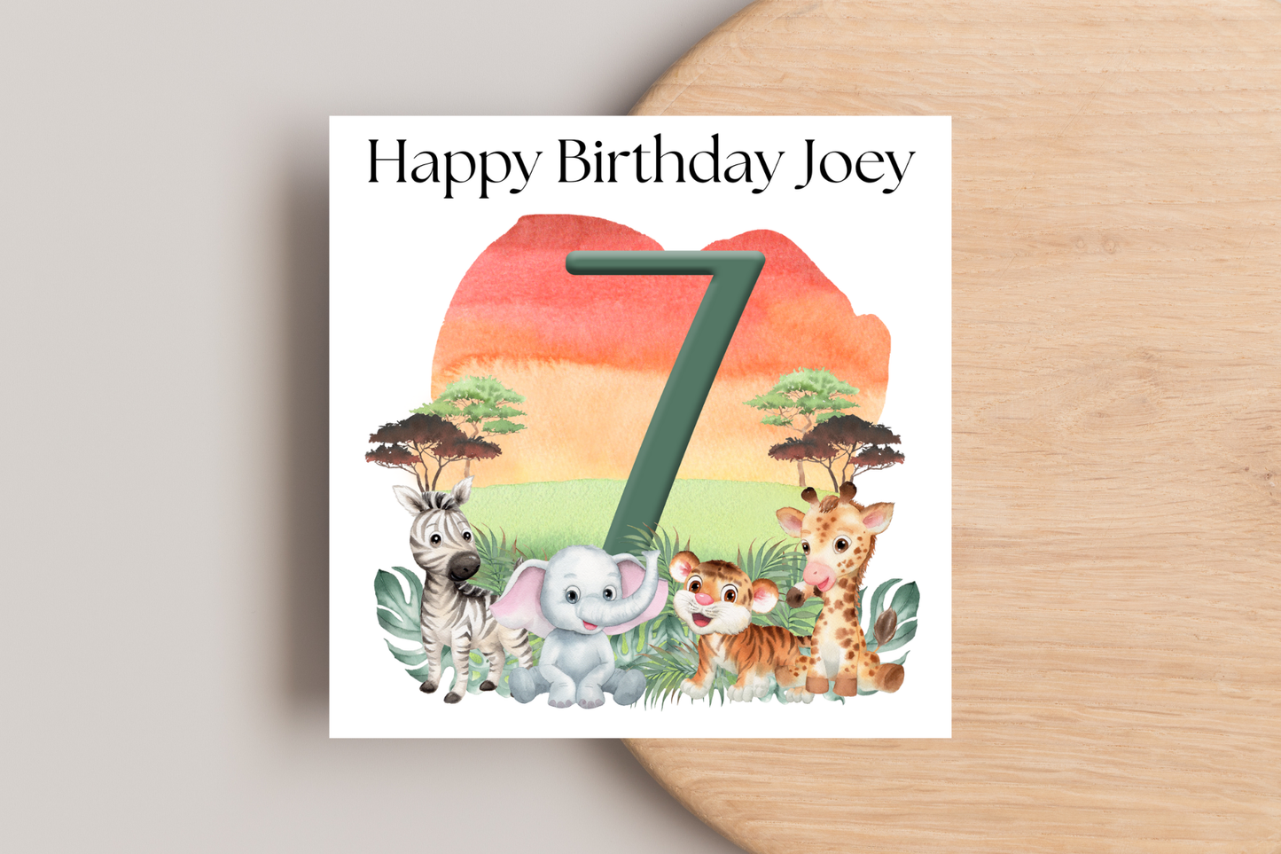 Personalised Jungle Number Birthday Card