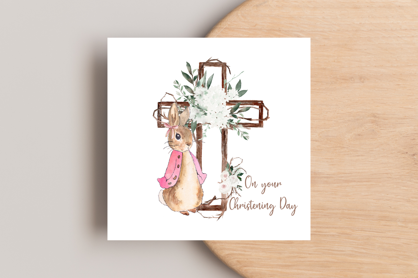 Peter Rabbit Flopsy Christening Day Card