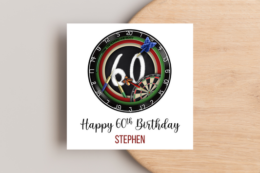 Personalised Darts 60th Birthday Card