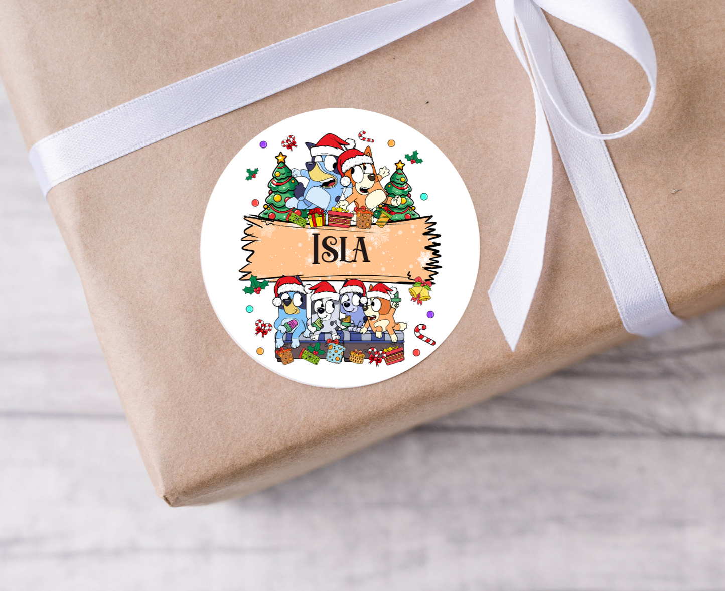 Personalised Bluey Christmas Present Labels