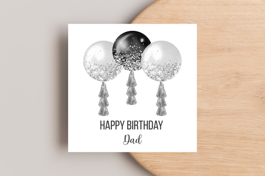 Personalised Silver Balloons Birthday Card
