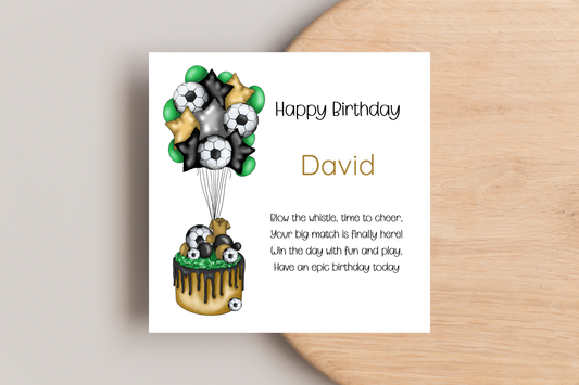 Personalised Football Inspired Birthday Card