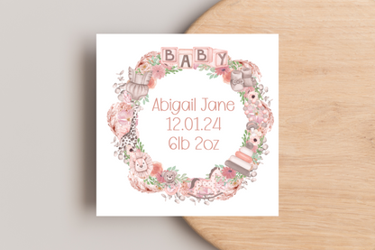 Personalised New Baby Wreath Card