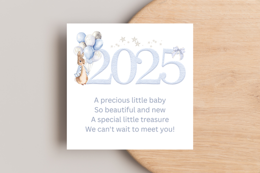 Peter Rabbit Born in 2025 New Baby Card