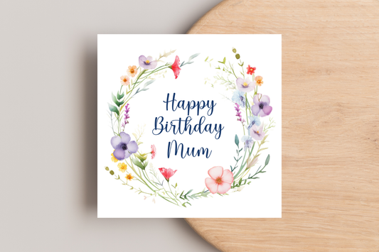 Personalised Floral Wreath Birthday Card