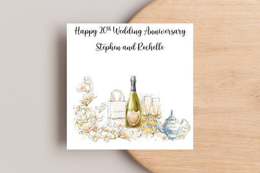 Personalised 20th Wedding Anniversary Card