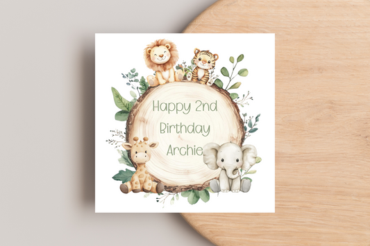 Personalised Jungle Birthday Card
