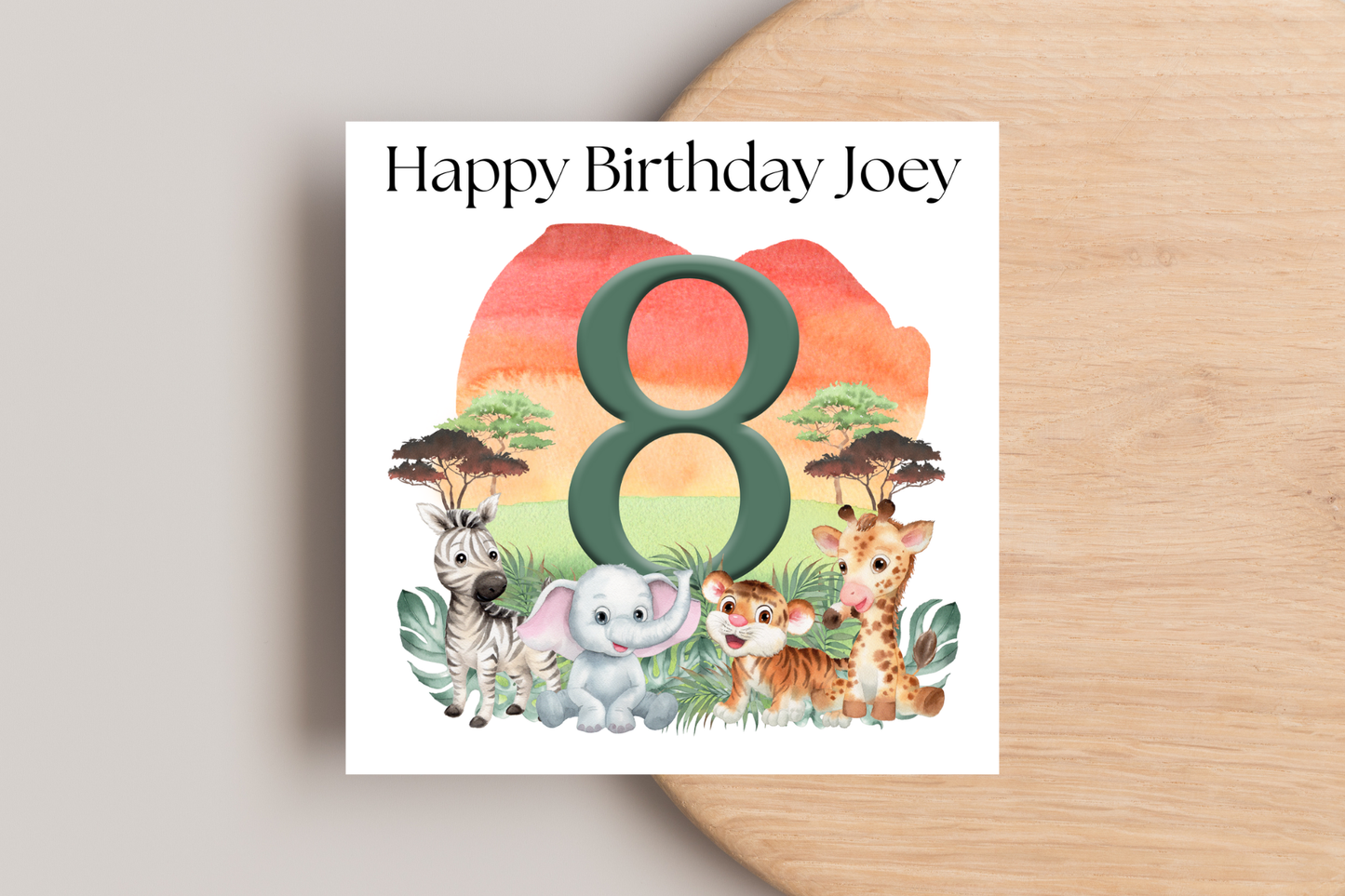 Personalised Jungle Number Birthday Card