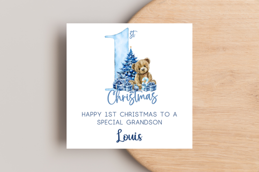 Personalised Bear 1st Christmas card