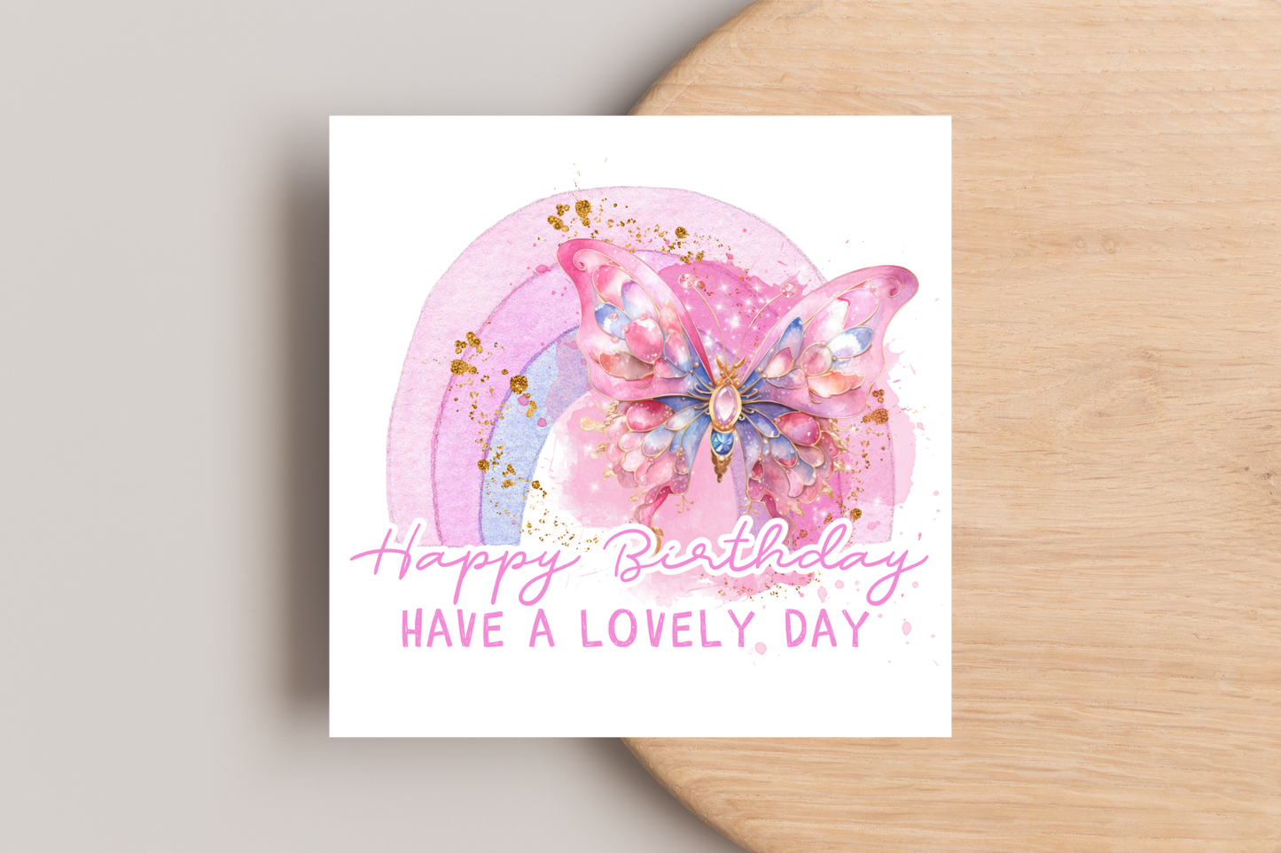 Pink Butterfly Birthday Card for her