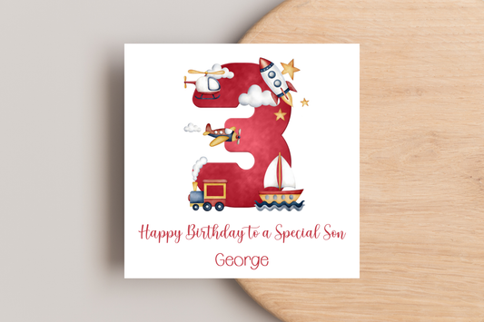 Personalised Transport Birthday Card