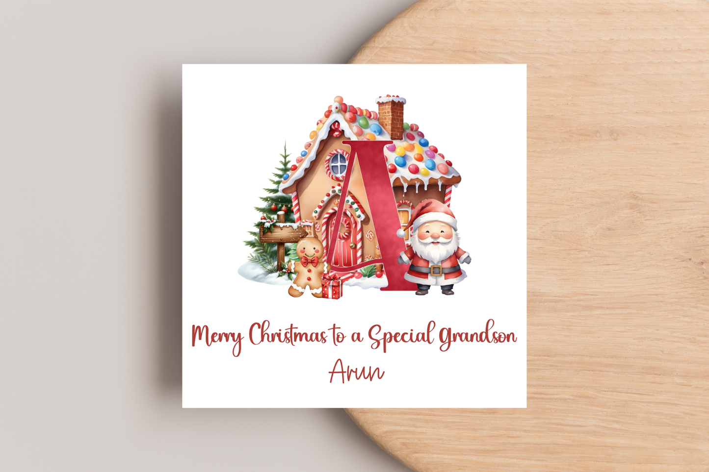 Personalised Initial Gingerbread  Christmas Christmas Card